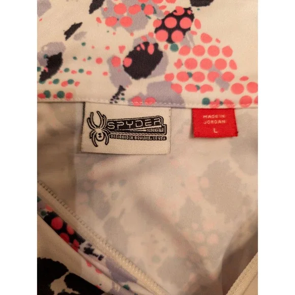 Spyder Kids Girls Long Sleeve Geometric Print Quarter Zip Pullover Shirt Size L - Picture 6 of 6